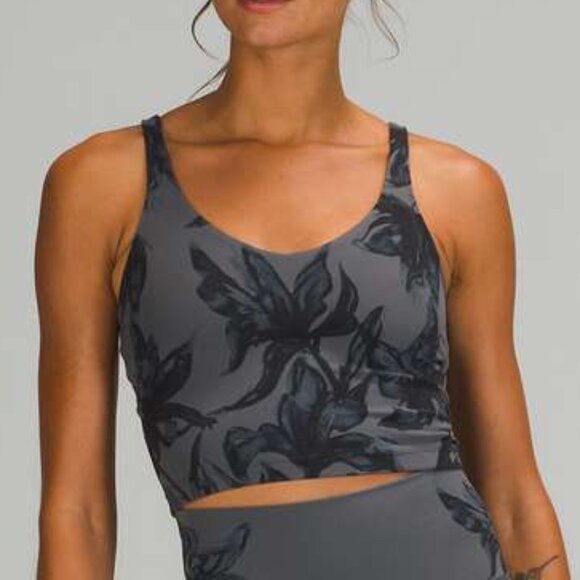 Lululemon Align Tank Top Cropped Botanical Bloom Anchor Multi Black Gray - Sz 2 - Picture 1 of 5